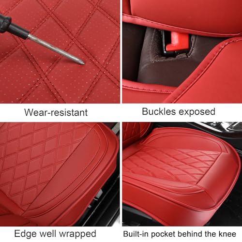 Image of MIROZO Front Seat Covers,Waterproof Car Seat Covers Leather Automotive Seat Covers Universal Car Seat Protector Seat Cover Set Vehicle Cushion Cover for Sedan, Truck and SUV (2PCS Front, Wine Red)