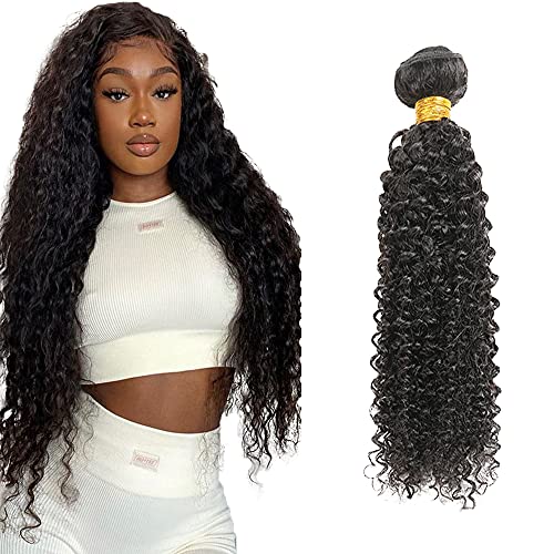 NiegMeag 20 Inch Kinky Curly Bundles Wave 1 Human Hair 8A Grade 100% Brazilian Unprocessed Virgin Remy Extension Weave Natural Black Can Be Dyed and Bleached, Bundle