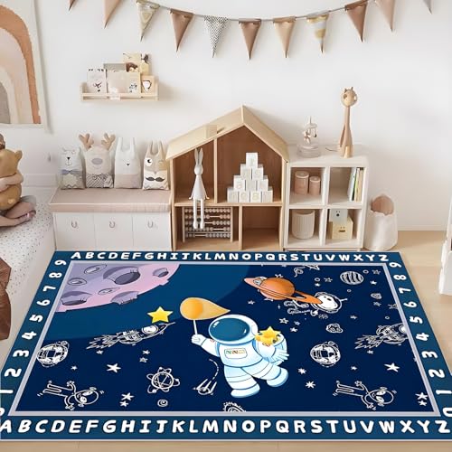 Tapete infantil galaxia azul marino 3x5 pies miniatura 5