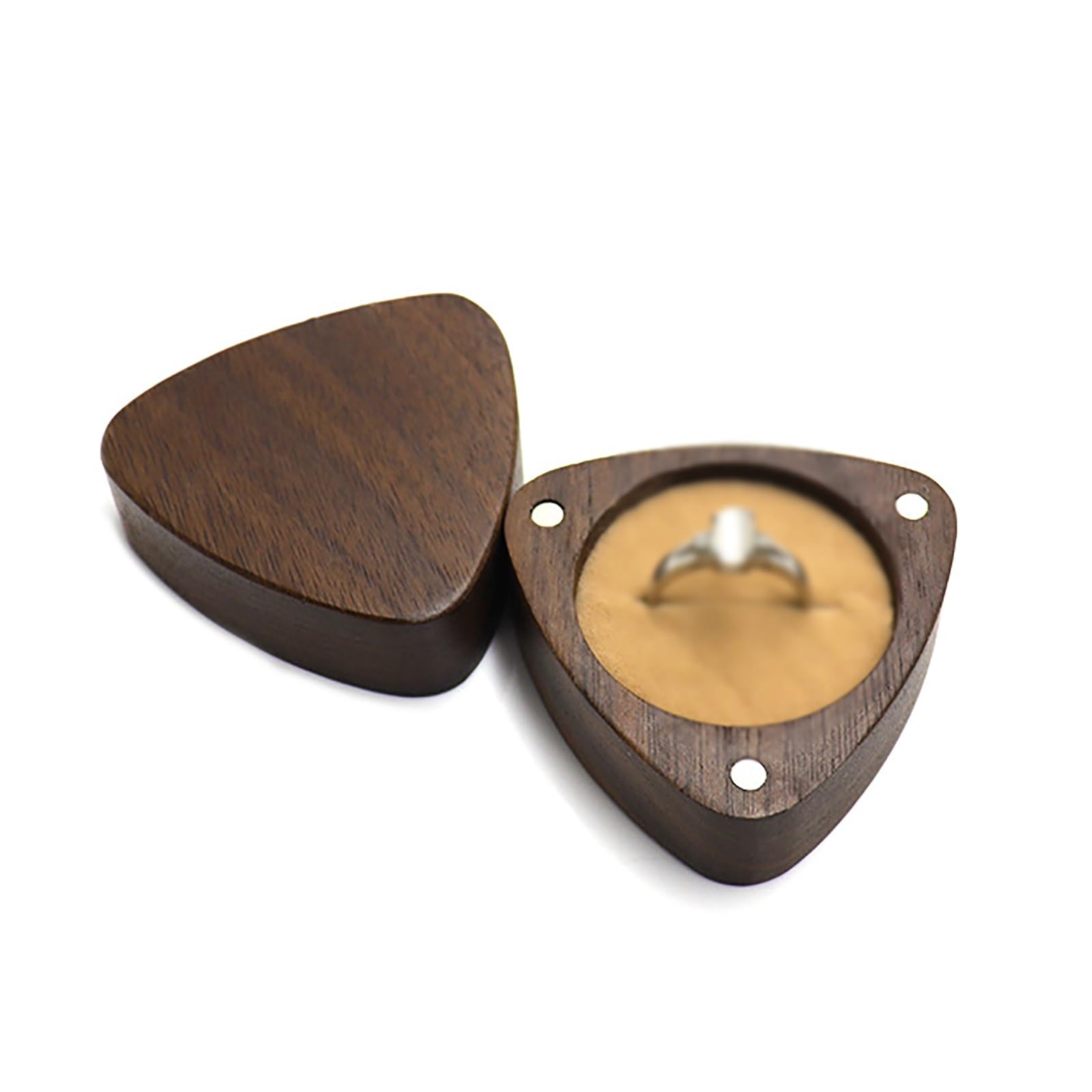 DUMRALBQE Wooden Ring Box Creative Wooden Storage Box Pair Ring for Storage and Placement(Champagne)