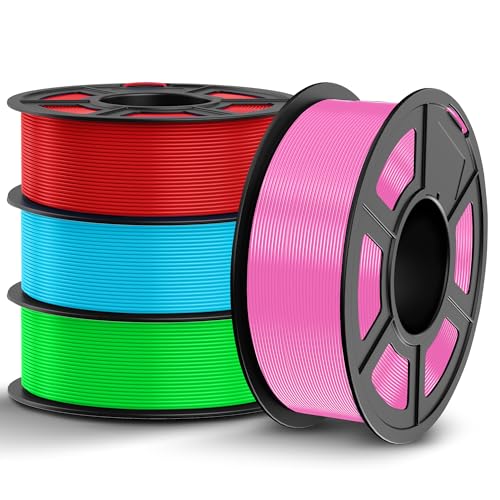 Image of TECBEARS PETG Filament 1.75mm 4KG, 3D Printer Filament Bundle PETG, Strong Toughness, 4 * 1KG(1320M) Filament High Precision, Dimensional Accuracy ±0.02mm,Green+Pink+Cyan+Red