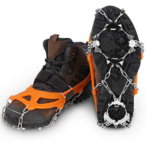 CENXINY Crampons à Neige antidérapants en Acier Inoxydable 19 Dents pour Chaussures d'extérieur, Ski, Glace, randonnée, Escalade, Crampons, L