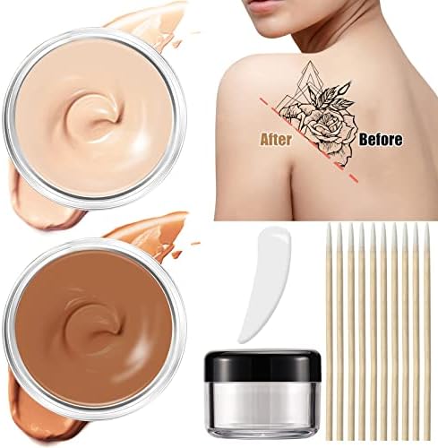 CENNYO Tattoo Cover Up, 2 Colors Makeup Waterproof, Invisible Skin Concealer Set, Long Lasting Suitable for and Scars, Dark Spots, Vitiligo, 0.07 kilograms