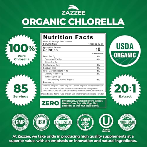 Zazzee USDA Organic Chlorella Powder