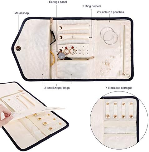 Travel Jewellery Organiser, Foldable Jewelry Storage Roll for Rings, Necklaces, Bracelets, Earrings, Large Capacity without Crease, Portable Storage Bag Holder Organizer for Travel/Daily Use