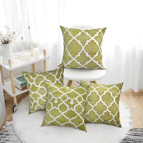 Housses de coussin 60x60 lin vert pour décoration canapé salon lit moderne - 4