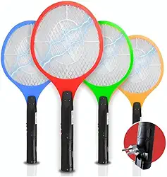 Raquete Elétrica Mata Insetos Recarregável Bivolt com LED e Botão de Segurança – Mata Moscas e Pernilongos - Premium