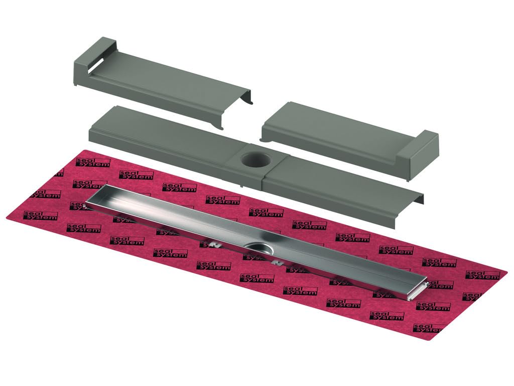 TECEdrainline Evo 600802 – Duschrinne, 800 mm, gerade Entwässerung, befestigte Dichtmanschette