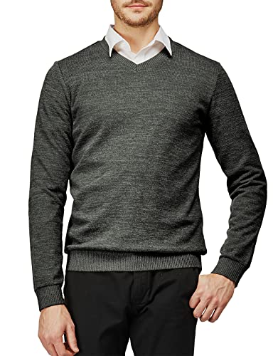 H2H Mens Knitted Slim Fit Pullover Sweater Shawl Collar With One Button Point Charcoal Us L/Asia Xl (Cmoswl018) #TOP1