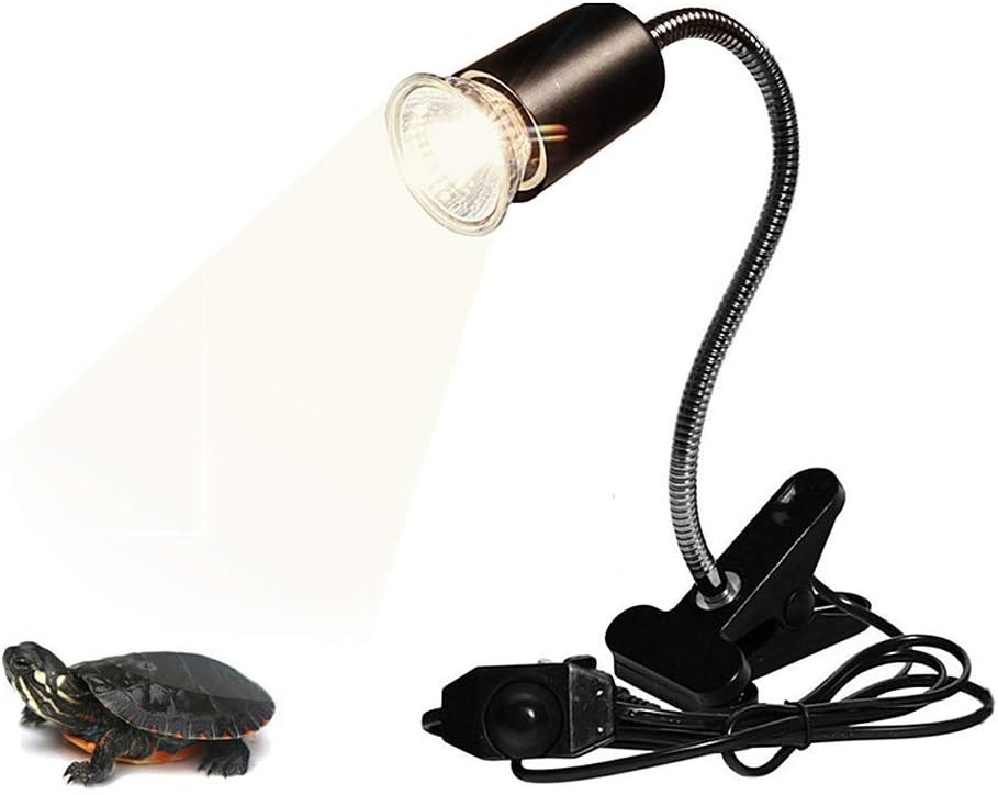 Reptile Heat Clamp Lamp, 50W UVA UVB Light Bulb Adjustable Habitat Lighting Head for Pet [Black]