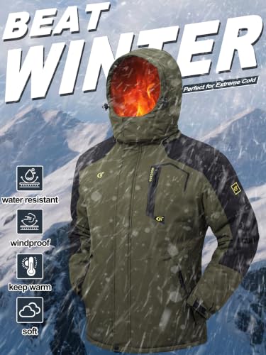 Image of QPNGRP Mens Waterproof Fleece Ski Jacket Windproof Winter Snow Coat