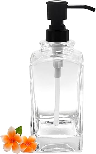 Avola Dispensador de jabón para baño, dispensador de jabón de vidrio transparente para cocina con bomba negra mate, dispensador de jabón líquido