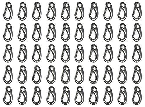 US STAINlESS 50 Pieces Stainless Steel 316 Spring Gate Snap Hook Clip 2" Marine Grade Lobster Claw
