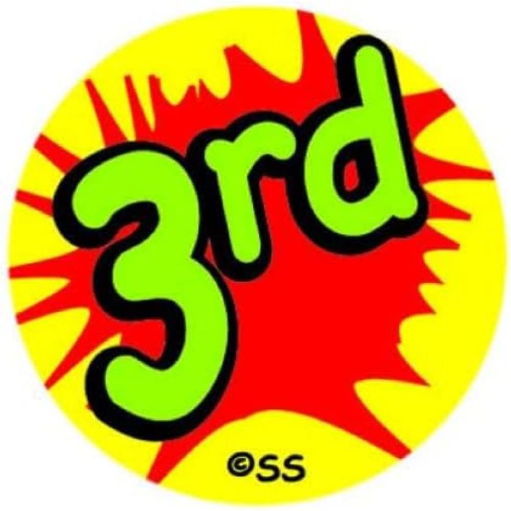 SuperStickers '3rd' Sports Day Stickers. 125 stickers. 28mm.