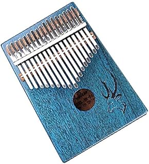 WYKDL 17 Teclas de Piano Kalimba Pulgar, Pura Caoba, el Tono Hermoso, fácil de Llevar, fácil de Aprender, patrón Azul de Brown Deer, Sonora Original (Color : Blue)