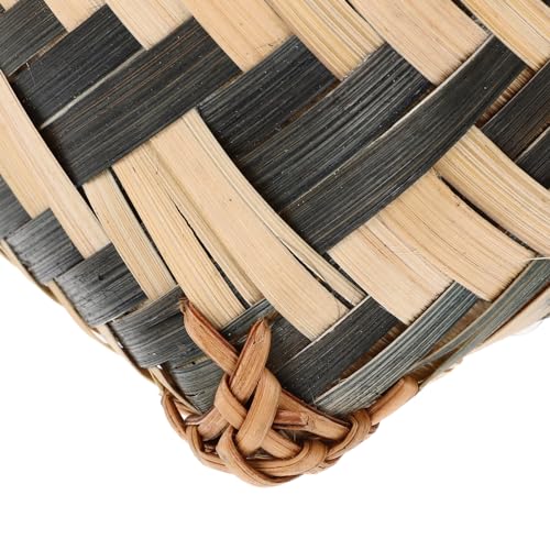 Image of Bamboo Woven Trash Can, Rattan Garbage Bin Wicker Laundry Basket Round Waste Basket Rubbish Storage Container Waste Paper Bin Plant Flower Pot for Under Desk Office