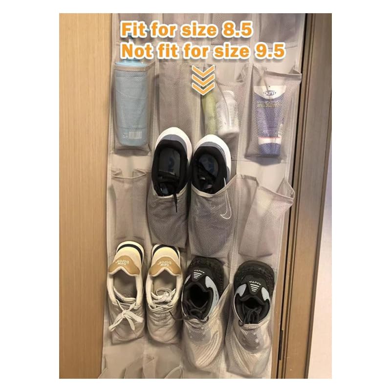 Zapatero para colgar sobre la puerta, 24 bolsillos grandes de malla para colgar zapatos con múltiples bolsillos, para dormitorio, baño, cocina, ahorro de espacio eficiente