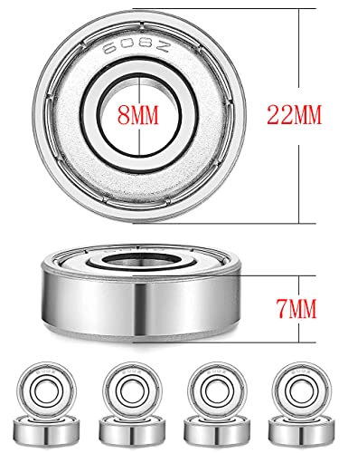 image for JIRONN 20 PCS Longboard Integrated Bearing 608-ZZ,Skateboard Wheel Bea