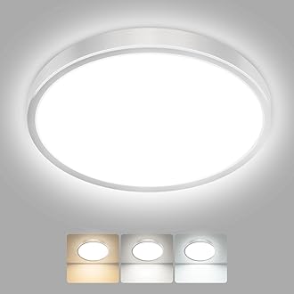 hepside LED Ceiling Light,3000K/4000K/6500K 3 Color Temperature, Waterproof IP54 LED Ceiling Lamp, Modern,Round Flush Ceiling Light for Bathroom,Bedroom, Kitchen, HallwayØ18CM(Brushed Nickel)