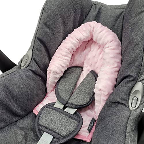 BAMBINIWELT Kopfpolster Kopfkissen für Babyschale kompatibel mit Maxi Cosi Modell Cabrio Fix und Citi, Gruppe 0, MINKY (Minky rosa)