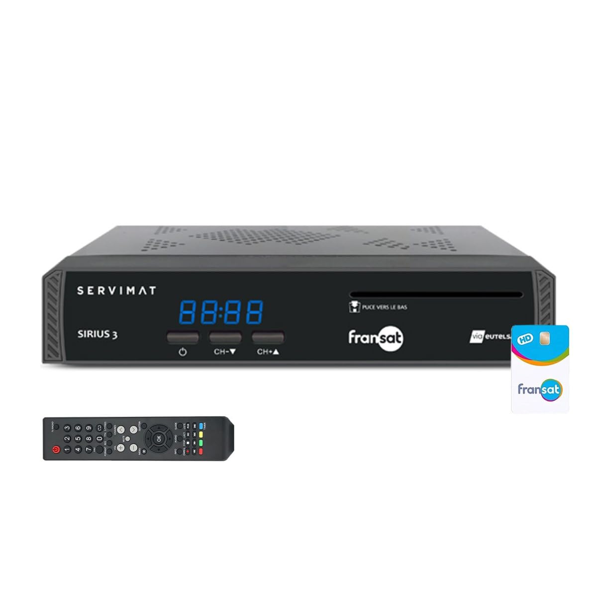 Servimat Sirius 3 - Receptor de TV satélite HD + tarjeta Fransat PC7 Eutelsat 5W