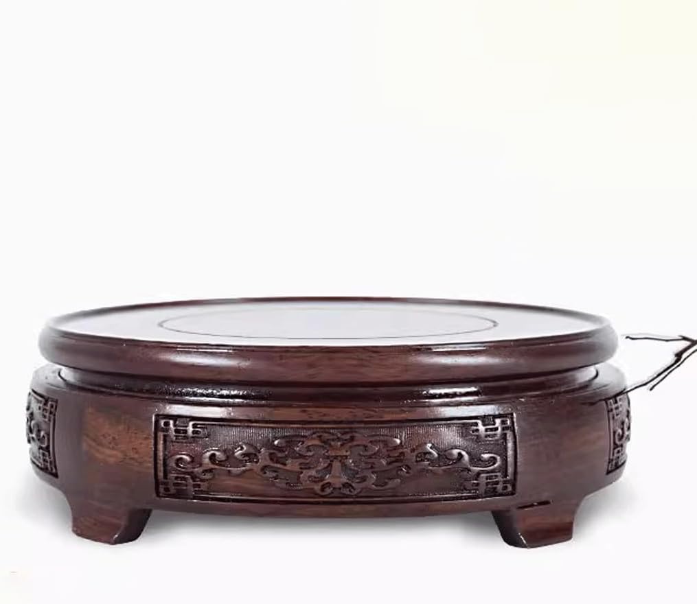 Bonsai Pedestal Vase Pedestal Stands Wooden Base Bracket Solid Wood Crafts Ornaments Vase Buddha Statue Bonsai Teapot Incense Burner Chassis Frame Round Planter Stand Plant Holder