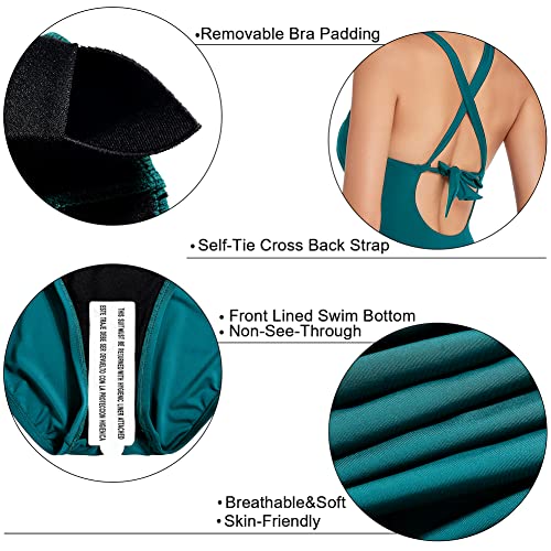 Hilor Maiô feminino com decote em V profundo e controle de barriga, Profundidade do Oceano, 14