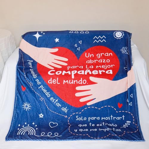 Mantas regalo para amiga original en color azul para cama y sofá de hogar 4