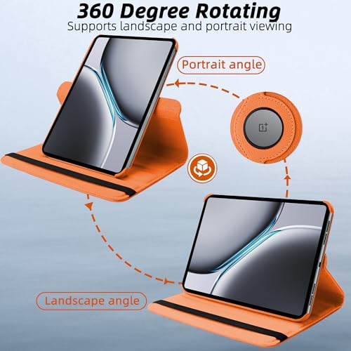 Image of TGK 360 Rotatable Smart Flip Case Cover for OnePlus Pad 2 12.1 inch Tablet (Orange)