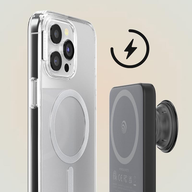 Image of PopSockets PowerPack for MagSafe, Magnetic Power Bank, Portable Phone Charger, Black - White