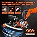 Drywall Sander Tool, KUPERIA 8.5 Amp Popcorn Ceiling Removal Tool with 7 Variable Speed 800-1800RPM,Electric Drywall Sander with Extendable Handle,LED Light,6 Basic Sand Paper& 6 Grid Sandpaper,Orange