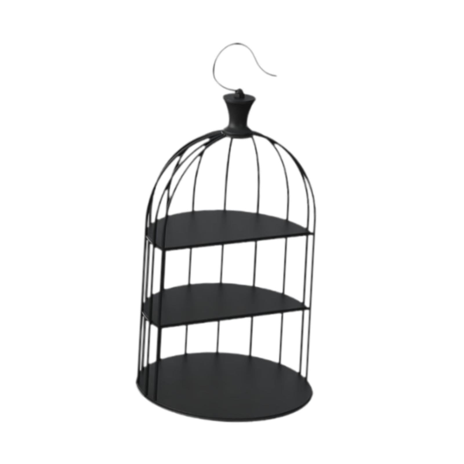 Soporte para Pasteles Y Postres con Diseño de Jaula de Pájaros, Expositor de Pasteles de Hierro con Diseño de Jaula de Pájaros, Plato para Dulces para, Black S, Individual