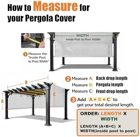 Alion Home Waterproof Pergola Cover - Universal Replacement Canopy (14' L x 10' W, Muddy Water)