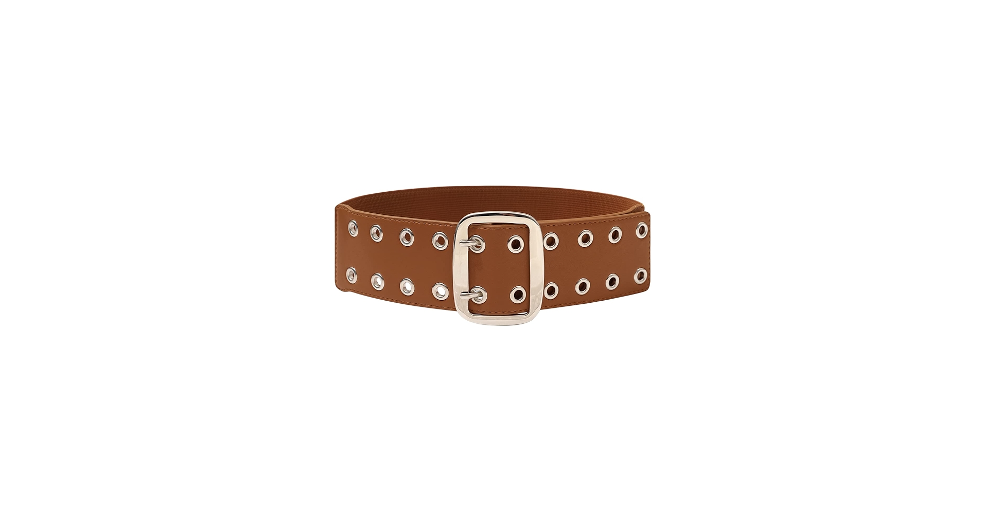 Kajeer Double Grommet Belt Women - PU Leather Wide Elastic