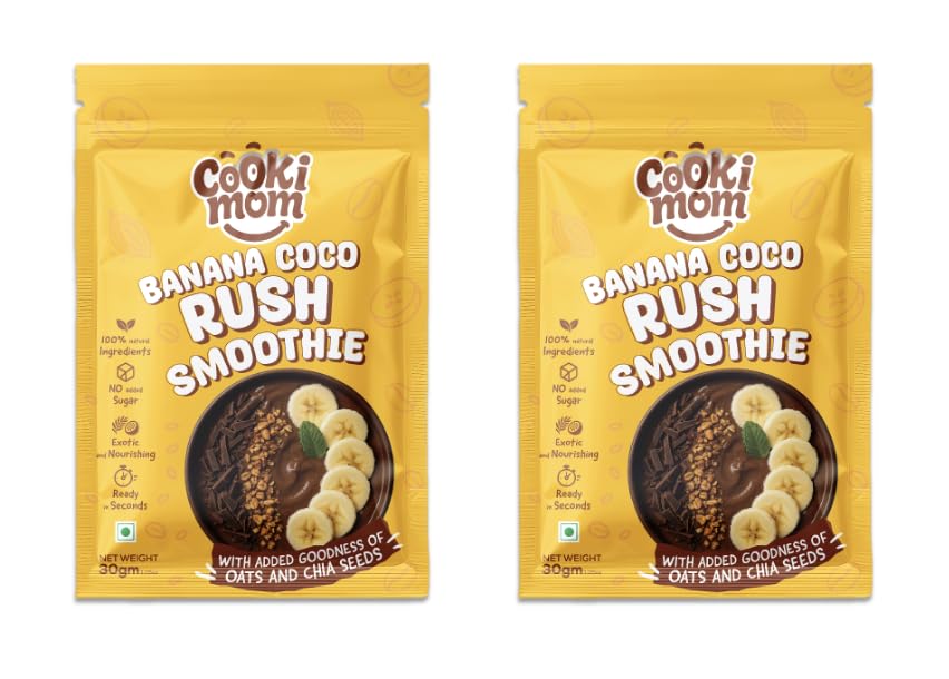 CookiMom Banana Cocoa Smoothie Mix | Freeze Dried Real Fruit Drink | Healthy Breakfast & Meal Replacement Shake | No Added Sugar | Oats Nuts Seeds | Just Add Milk, Yogurt or Plant-Based Milk | Kids & Adults-image-44