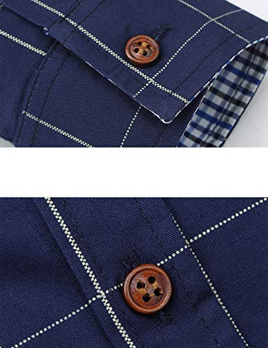 Bestgift masculino manga longa tamanho grande botão xadrez camisa M verde ervilha