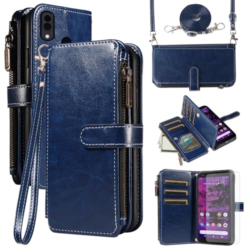Protege ecran Cat S62 Pro coque portefeuille cuir avec vitre verre trempe bleu