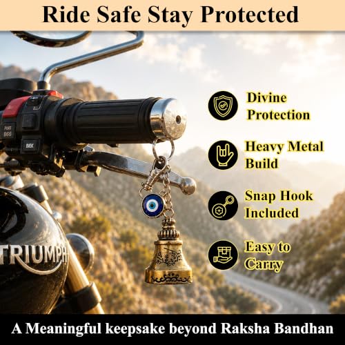 Image of SWAGSTATION Rakhi Gift for Brother, Evil Eye Rakhi with Guardian Bell Evil Eye Keychain, Love You Bro Fridge Magnet, Greeting Card, Roli Chawal & MDF Gift Box, Raksha Bandhan Gift Set