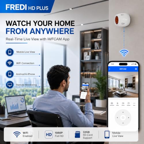 Image of FREDI HD PLUS 1080P Hidden Camera WiFi Bulb Holder Camera with Audio & Video Recorder, Motion Detection, Remote Monitoring, SD Card Support up to 32GB, Indoor Spy Camera for Home & Office, iWFCam App