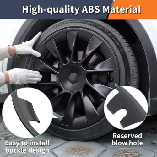 Image of Tesla Model Y Rim Protector Fit 20 inch Induction Wheels 2020-2024|Wheel Covers 20 inch|ABS Guard Hubcap Cover for Curb Rash Prevention| Model Y Accessories|Matte Black(Set of 4)