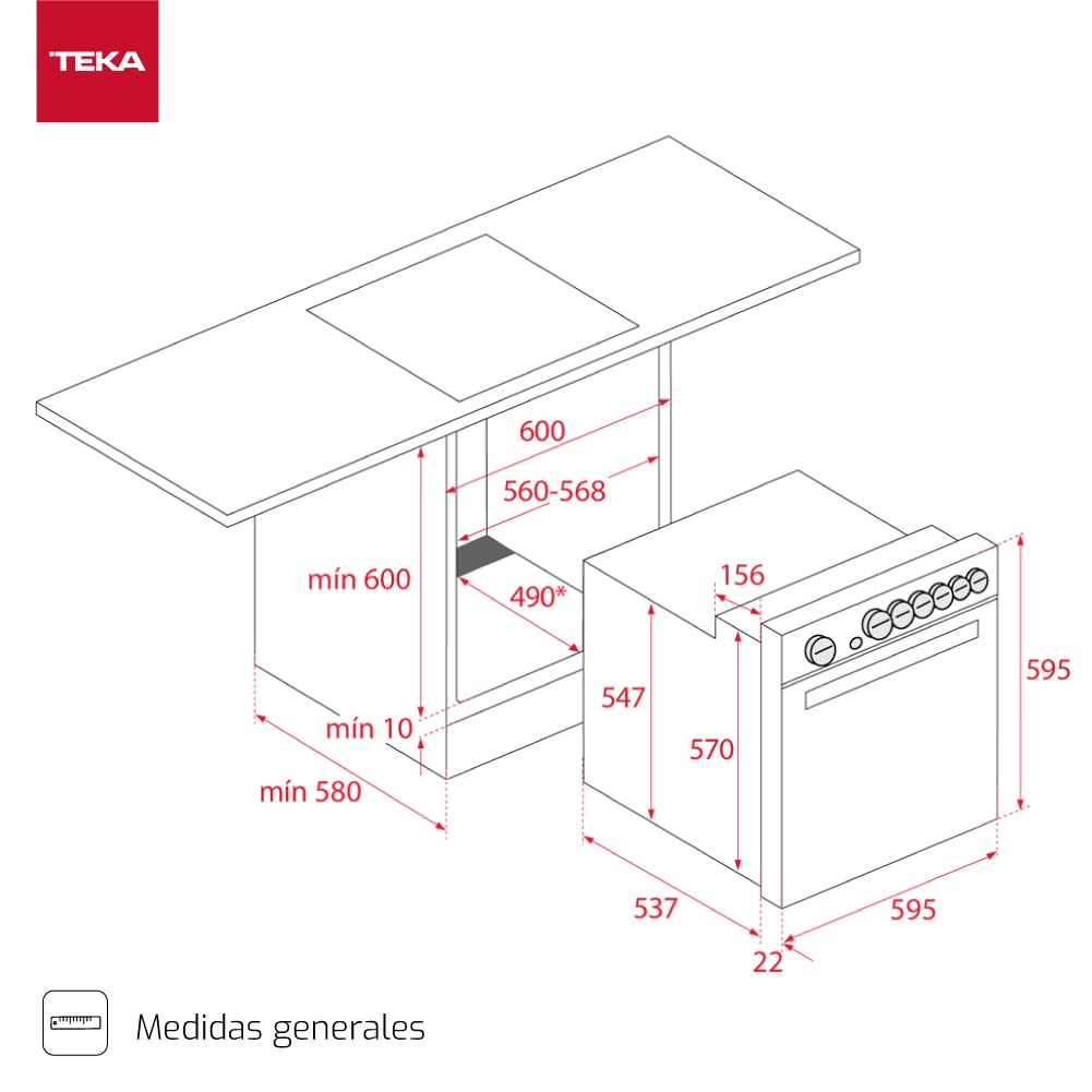 Teka HBE 435 ME - Horno Polivalente Convencional de 60 cm, 3 Funciones de Cocinado, Puerta 2 Cristales, Bandeja Profunda Esmaltada, Color Acero Inoxidable
