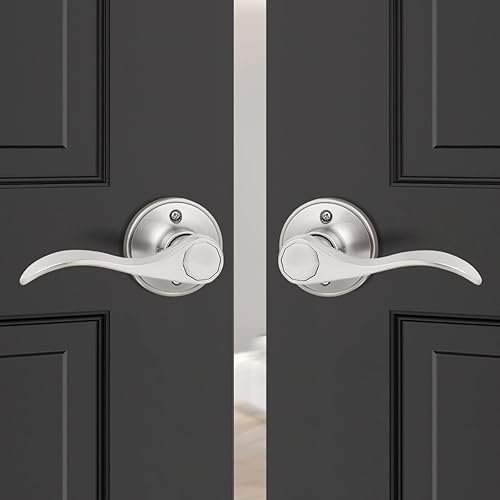 Miniatura 8 de Probrico - Paquete de 2 manijas de puerta decorativas para puertas con apertura a la izquierda y derecha, estilo ondulado, con acabado de níquel