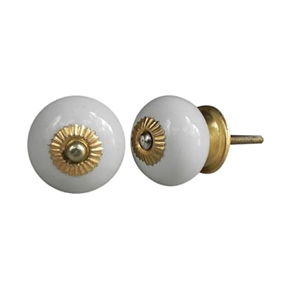 IndianShelf 2 Pieces Clear Solid Ceramic Drawer Knobs for Kitchen Cabinet Hardware Door Decorative Dresser Pulls Premium Wardrobe