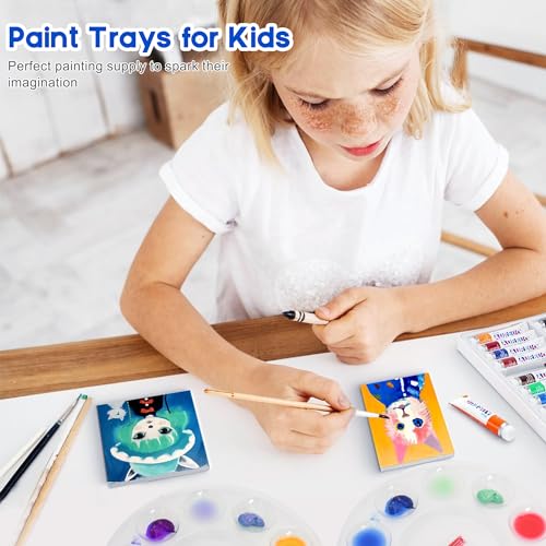 Hulameda Paint Tray Palettes, Plastic Paint Pallets for Kids or Students to Paints on School Project or Art Class-12pcs,Clear — view 5