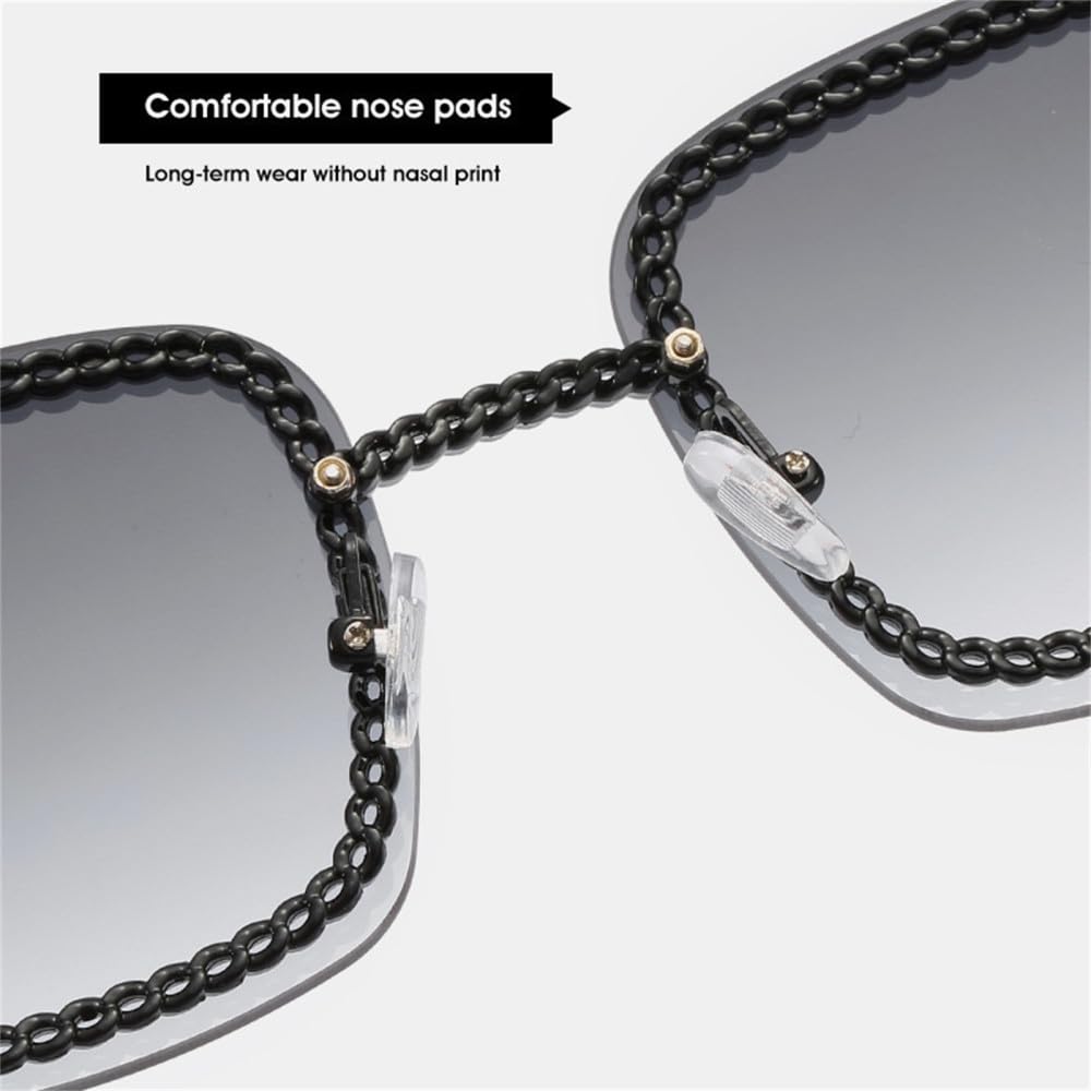 Gafas de sol cuadradas con cadena de metal para mujer, gafas de sol vintage para hombre