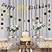 LASKYER Happy 15th Birthday Decoration Set - 15th Birthday Banner with Black & Gold Glitter Circle Dots Cheers to Fifteen Years Old Birthday Party Decorations.[Pre - Strung]
