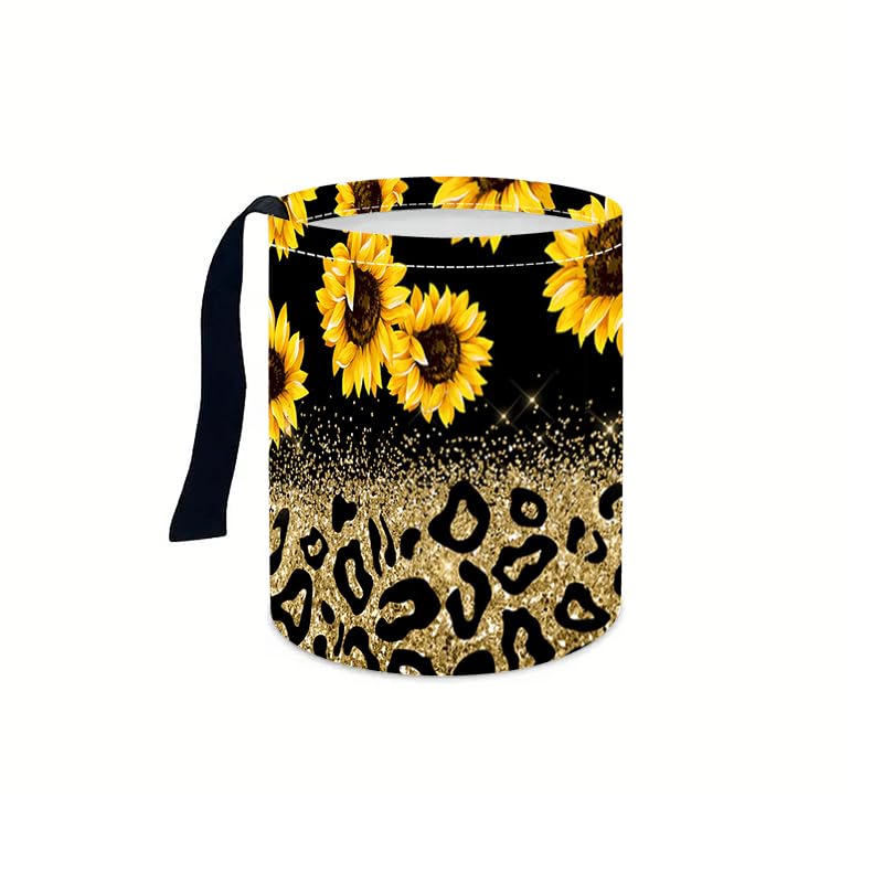 Image of Portable Reusable Waterproof Car Trash Bin, Multipurpose Vehicle Organizer, Road Trip Essentials (Sunflower)