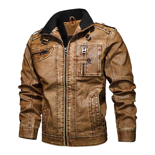 Veste de moto homme en PU souple et léger blouson bomber zippé coupe-vent