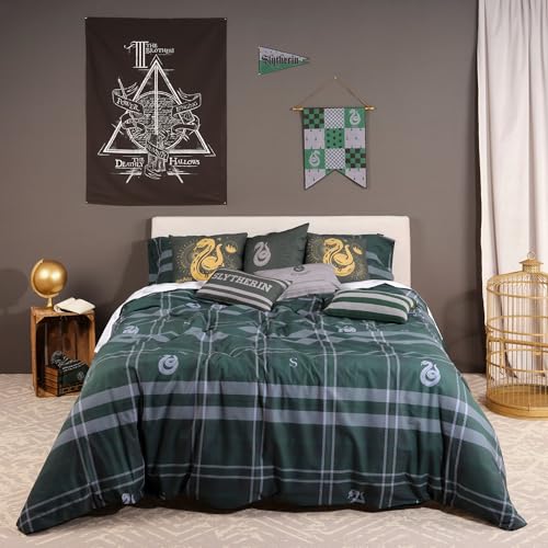 BELUM | Funda nórdica Harry Potter, Funda nórdica con Botones 100% algodón Modelo Slytherin Cuadro para Cama de 180 (260x240 cm)