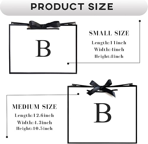 Miniatura 7 de QLSKO Bolsa de regalo inicial con cinta de lazo, bolsa de papel horizontal personalizada con monograma, regalos de cumpleaños para mujeres y hombres